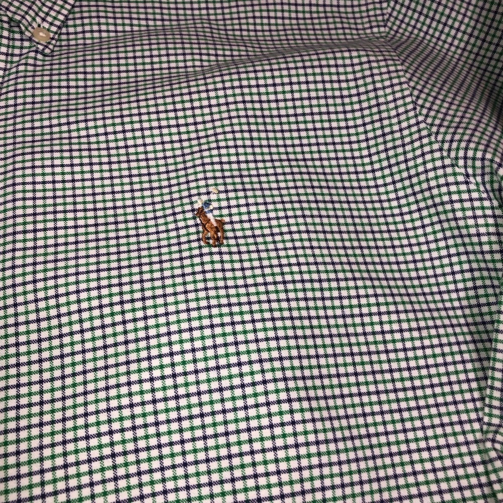 RALPH LAUREN BLUE LABEL BLUE GREEN & WHITE CHECKERED LONG SLEEVE XLARGE SHIRT - Picture 2 of 3